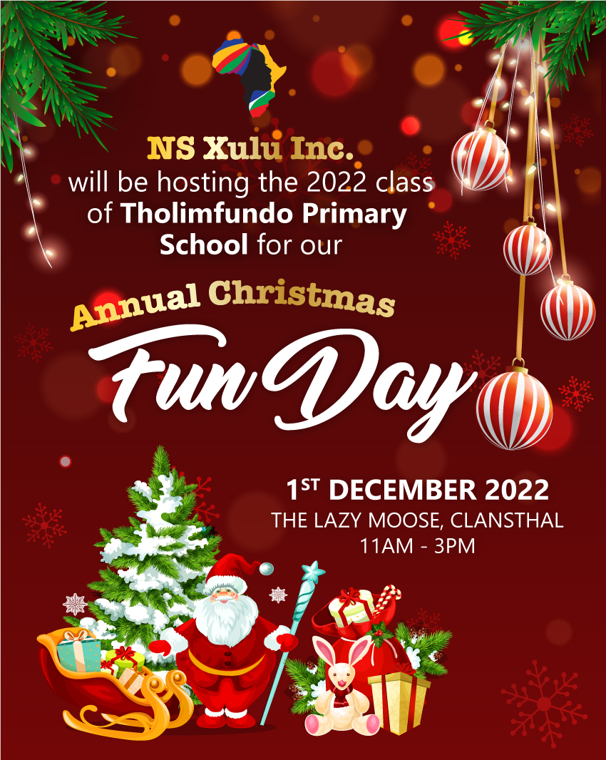 NS Xulu Inc. hosted an amazing Christmas Fun Day for the Tholimfundo Primary School Class of 2022 at The Lazy Mooose, Clansthal ❤️😁